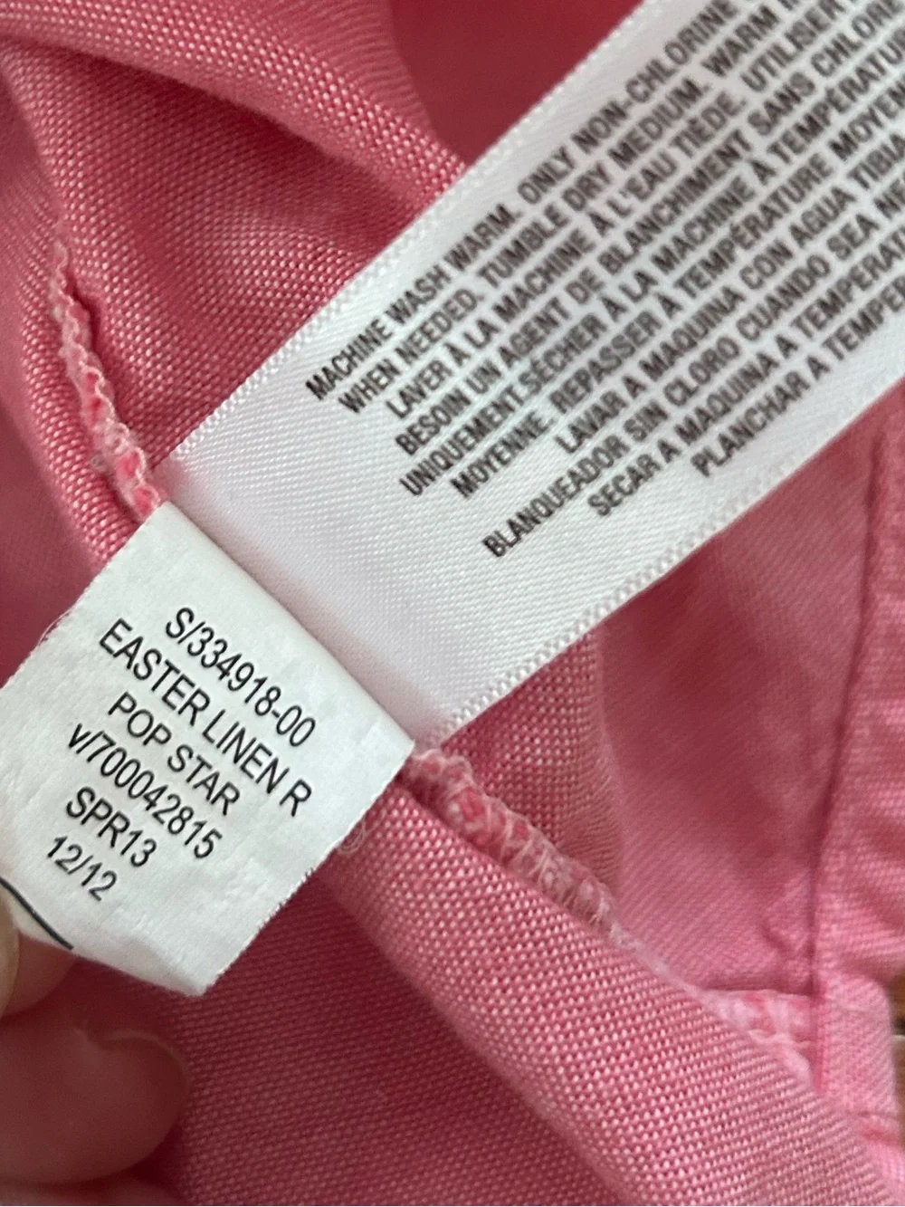 Old Navy Toddler Pink Linen Blend Look Button Down Shirt 4T Roll Tab Sleeve⁠